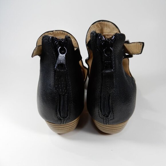 Miz Mooz Corra SANDALS Size 38 7.5 8 Peep Toe Black Embroidered Leather NEW - Picture 7 of 14